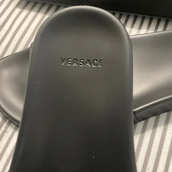 Versace Black Slides with Gold Medusa - Picture 2 of 5